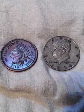 Vintage-Style half dollar and one cent coasters